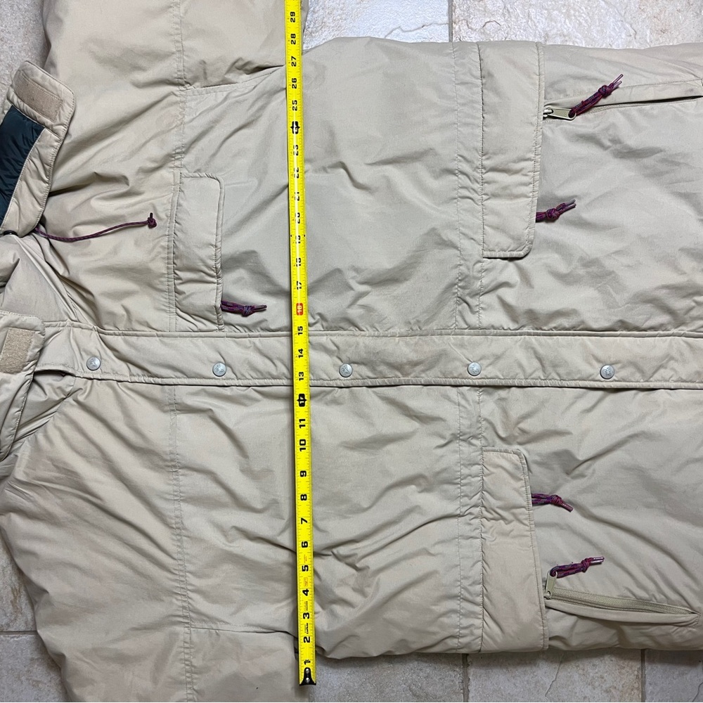 Vintage EMS Goose Down Parka XXL Hooded Beige Green Y2K Ski Winter Outerwear - Picture 15 of 16
